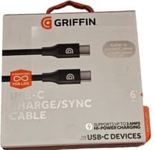 Image of Genuine Griffin 1.8 m USB Type-C to USB-C Cable for Apple Samsung Nokia Huawei