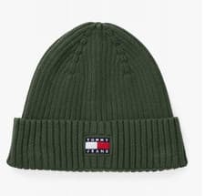 Image of Tommy Jeans AM13669 Heritage Logo Cotton Knit Beanie Hat
