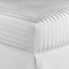 Image of STRIPE WHITE  FITTED SHEET BED 400TC 100% P COTTON EXTRA DEEP  ALL SIZE