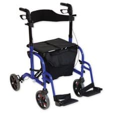 Image of Deluxe Two in One Rollator and Transit Chair Combination Mobility Aid Walker