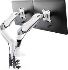 Image of HUANUO Dual Monitor Arm White 13-32" Desk Mount VESA 75/100 Tilt Swivel