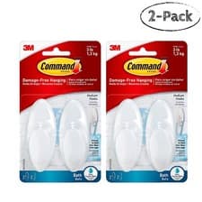 Image of 3M Command Hooks Bathroom Hooks With Water Resistant Strips Medium White 2PK New