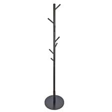 Image of Wooden Coat Stand Round Base Freestanding Hallway Coat Rack Tree, 8 Hooks