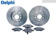 Image of DELPHI Front 2x Brake Discs + Pad Set Fits Alfa Romeo 145 155 Fiat Bravo Lancia