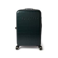 Image of Ted Baker Icon Case Medium Suitcase Forest Green Croc 4 Wheel Luggage Travel 77L