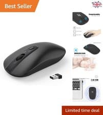Image of Silent Wireless Mouse with USB Nano Receiver - Adjustable DPI, Ambidextrous