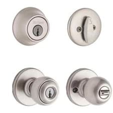 Image of Kwikset Nickel Polo Keyed Single Cylinder Knobset/Deadbolt Combo Pack 96900-308