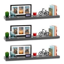 Image of Floating Wall Shelf 30cm - 110cm Shelf High Gloss White Grey Black Shelf