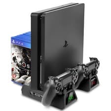 Image of Cooling Stand Charging Dock & 12 Game Rack for PS4, PS4 Slim, PS4 Pro