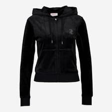 Image of Juicy Couture Velour Hoodie , Black Addison Zip Through Hoodie Sz: M, new