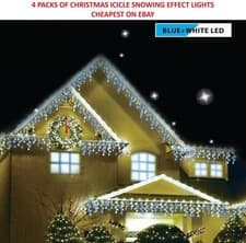 Image of CHRISTMAS LIGHTS 1200 LED ICICLE SNOWING EFFECT CHASER MAIN XMAS 4 PACKS