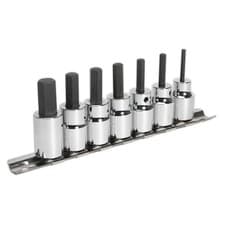Image of Sealey Hex Socket Bit Set 7 Piece 3/8" Square Drive Metric Socket Bit Set