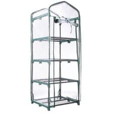Image of 4 Tier Mini Greenhouse, Compact Outdoor Garden Green House with Zip PVC Cover