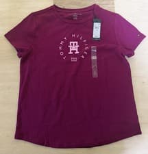 Image of Tommy Hilfiger girl’s Large Size Pink T Shirt With Big Logo BNWT