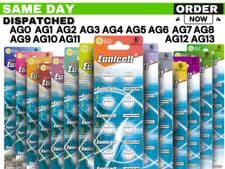Image of AG13 AG12 AG10 AG4 AG3 AG1 AG0 Batteries Eunicell LR44 LR43 LR41 Alkaline 1.5v