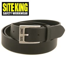 Image of SITE KING Mens Black Genuine Leather Belt Belts - JEANS TROUSER WORK BUCKLE