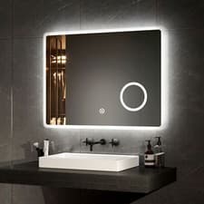 Image of EMKE LED Bathroom Mirror With Shaver Socket Demister 3x Magnifying Glass Lights
