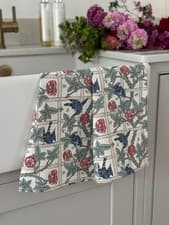 Image of William Morris Trellis Floral Cotton Tea Towel Printed & Manufactured in The UK