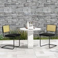 Image of Set of 2 Rattan Bar Kitchen Dining Stool Stools Upholstered Counter Height Chair