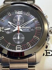 Image of Seiko Solar Chronograph Black Red SSC215P1 82-D13 NEW