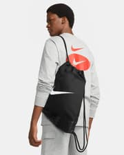 Image of NEW RETRO NIKE BRASILIA BACKPACK GYMSACK BLACK SPORT BAG MEDIUM
