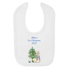 Image of Peter Rabbits Christmas Tree Personalised Baby BIB
