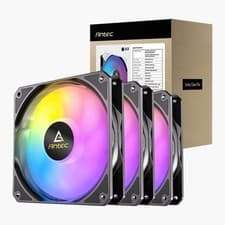 Image of 120mm Antec P12 ARGB Triple Fan Pack, Black, 9 Blade, 600-1500rpm, 60.63CFM, 26.