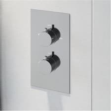 Image of Modern Concealed Shower Valve Thermostatic Twin Outlet Chrome Dual Control