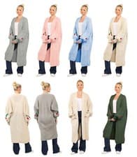 Image of Women's Cherry Print Balloon Sleeve Long Maxi Cardigan Knitted Ladies Cardigans