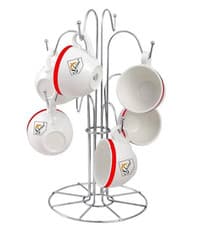 Image of 8 Cup Mug Tree Holder Stand– Silver Metal Kitchen Organizer Best for Mugs & Cups