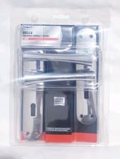 Image of Wickes BELLA Polished Chrome Finish LOCK PAIR of Door Handles NEW 184 x 40 x 7mm
