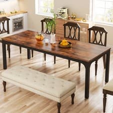 Image of Rectangular Dining Table for 6-8 People, 200cm Industrial Kitchen Dinner Table