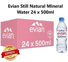 Image of Evian Natural Mineral Water 24 x 500 ml Bottles Pure Refreshing Hydration Pack