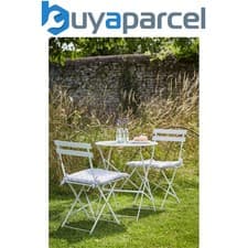 Image of Garden Trading Outdoor Indoor Rive Droite Patio Bistro Set Chairs Chalk Steel