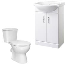 Image of Modern Bathroom 550mm Vanity Unit and Close Coupled WC Dual Flush Toilet Set 