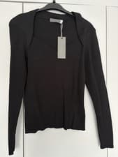Image of Brand New Women’s Mint Velvet Black Jumper With Sweetheart Neckline Size L