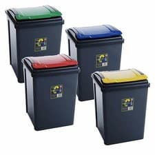 Image of Plastic Recycle Bin With Lid 25L / 50L Rubbish Dustbin Kitchen Garden Waste Bin