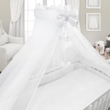 Image of Baby Cot Bedding Set 9pc Fit Cot Bed 140x70cm White