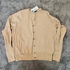 Image of Shimmer Knit Cardigan Button Front Gold M&S M / UK 12-14