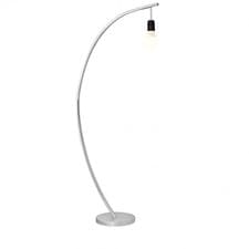 Image of Grey Arch Floor Lamp Chrome Base Modern Curved Light Shade Not Included