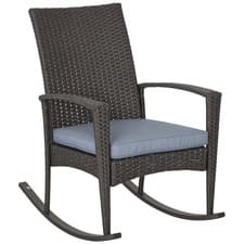 Image of Outsunny Garden Rattan Rocking Chair, Bistro Recliner Rocker Furniture Seater