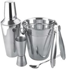 Image of 5 Piece Stainless Steel Cocktail Shaker Set Drinks Bar Ice Bucket Gift Set
