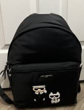 Image of Karl Lagerfeld Paris Nylon Backpack Black/Black Sherpa