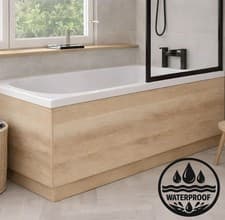 Image of Waterproof Oak 1700mm & 1800 Front Bath Panel With Plinth or End Panel