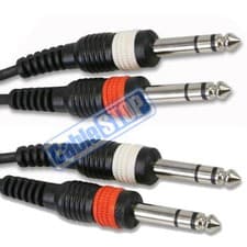 Image of 1.5M Twin STEREO 1/4" Jack to Jack 6.3mm CABLE 6.35 mm TRS AUDIO LEAD 1.5 METRES