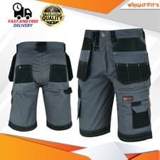 Image of Mens Cargo Redhawk Pro Work Shorts Grey & Black Multi Pockets Waist 30 - 42 RGS