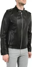 Image of new RRP £625 HUGO BOSS leather jacket biker slim fit mens lector size XL  b2