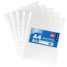Image of 50-200pk A4 Clear Plastic Punched Pockets 11-Hole Poly Wallets Sleeves Filing