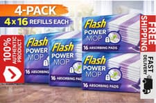 Image of Flash Powermop Absorbing Refill Pads - Pack of 4