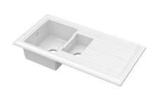 Image of 101cm Inset Counter Top 1.5 Bowl Fireclay Ceramic Kitchen Sink - White